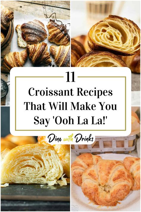 Collage of 4 croissant recipes. Crossaint Recipe, Glazed Croissants, Fresh Croissants, Croissant Recipes, Crossant Recipes, Scone Recipes, Croissant Recipe, Party Snack Food, Fun Baking