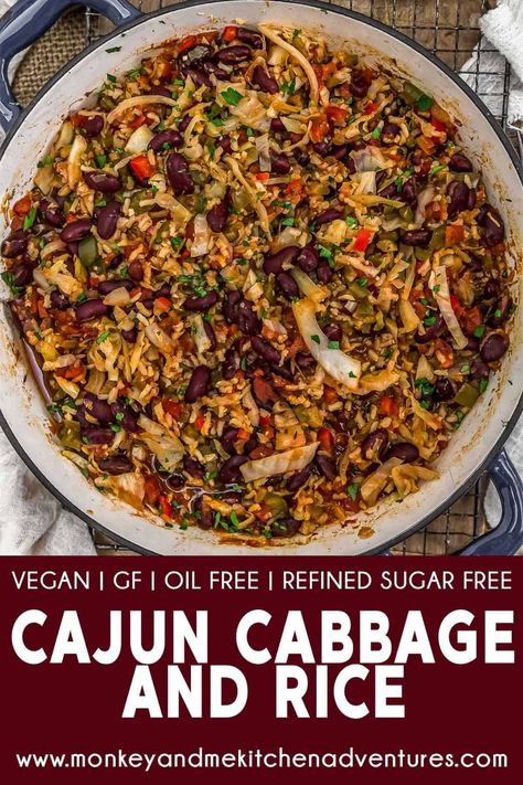 Cajun Cabbage, Fat Free Vegan Recipes, Cabbage And Rice, Recipes Cabbage, Monkey And Me Kitchen Adventures, Monkey And Me, Cabbage Rice, Starch Solution, Wfpb Recipes