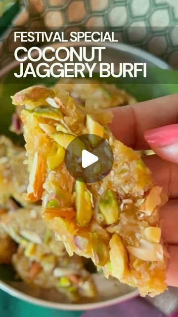 Preetha Athrey on Instagram: "🪔 Celebrating Ganesh Chaturthi with Coconut Jaggery Barfi | नारियल की बर्फी  Coconut barfi is a traditional Indian sweet that is made with coconut, sugar, and milk. I am making this version with Jaggery instead of sugar. This tasty dessert has a rich and creamy texture, and nutty flavour and my mom’s special recipe is so beginner-friendly that anyone can make it  So this #ganpati if you are looking to try something new then coconut jaggery barfi is worth giving a try.  Wishing everyone a very Happy Ganesh Chaturthi!!!    Do follow my channel for more such easy-to-make delicious recipes and like, share and comment 😍  Detailed recipe in the comments  [Ganapati, Bufri, Indian dessert, festival sweets, traditional sweets, Ganesh Chaturthi, coconut burfi, coconut Coconut Barfi Recipes, Simple Recipes Dessert, Coconut Burfi Recipe, Dessert Festival, Festival Sweets, Coconut Barfi Recipe, Jaggery Recipes, Coconut Barfi, Coconut Burfi