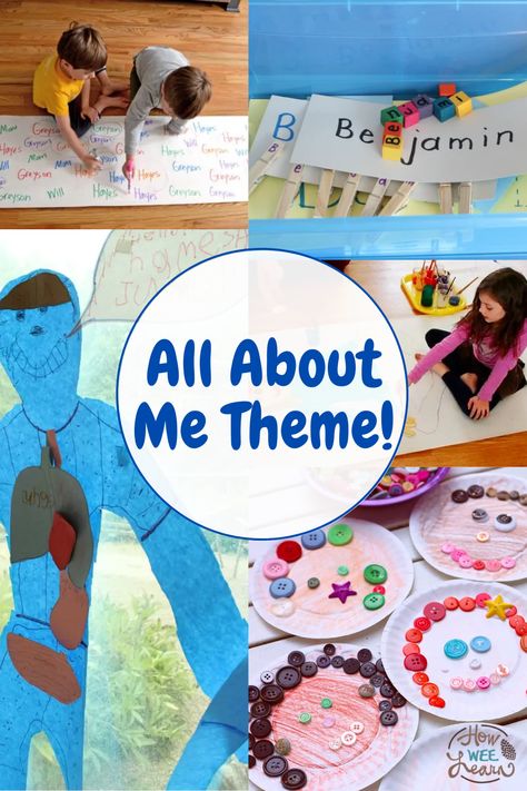 collage of 5 activities for an all about me theme