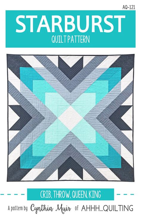 Starburst Downloadable Pattern – Quilting Books Patterns and Notions Starburst Quilt Pattern, Quilt Beginner, Starburst Quilt, Aztec Quilt, Modern Geometric Quilt, Blue Jean Quilts, Lattice Quilt, Geometric Quilt, King Size Quilt