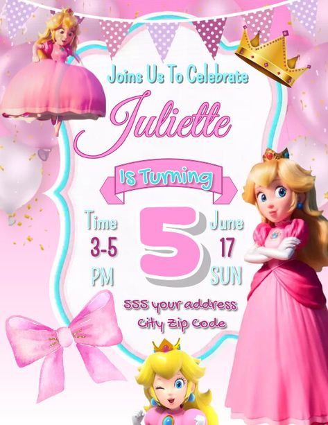 323+ Free Templates for 'Mario brothers' | PosterMyWall Princess Peach Party Invitations, Princess Peach Invitation Template, Princess Peach Birthday Party Invitation, Princess Peach Birthday Invitations, Peach Birthday Invitation, Princess Peach Birthday, Princess Peach Party, Birthday Party Invitations Free, Peach Birthday