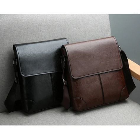 Men's Shoulder Bag PU Leather Side Cross Sling Messenger Bolsas Satchel Commuting Crossbody Square Porter Bag, Leather Shoulder Bag Men, Waist Bag Men, Business Travel Bag, Cross Body Sling Bag, Mens Crossbody Bag, Belt Pack, Trendy Mens Fashion, Vertical Design