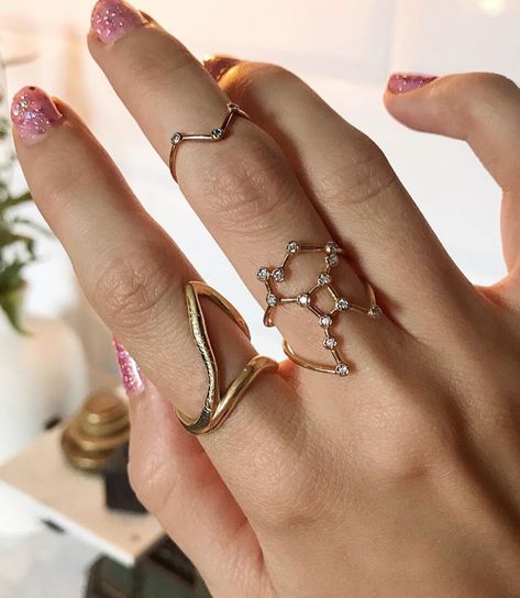 Virgo constellation ring styling fun ✨ Ring Styling, Virgo Constellation, Constellation Ring, Constellations, Fashion Rings, Ring, Quick Saves