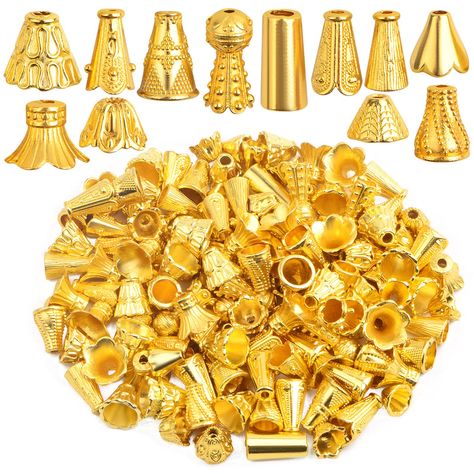 PRICES MAY VARY. PACKAGE INCLUDES: Package comes with totally 100 gram (about 110-150pcs) bright golden bead caps in assorted styles, rich quantity to fully meet your needs.(Please note that this item is sold in "GRAM"). DURABLE MATERIAL: These bead caps are made of high quality alloy, durable and sturdy, fine workmanship, not easy to fade or break, anti-rust and safe to use, which can be applied for a long time. MIXED SIZES: These bead caps are in mixed sizes, range from approx 6.5 mm to 13.5 m Tassel Crafts, Cat Coasters, Crafts Decor, Jewelry Making Project, Semi Precious Beads, Beading Projects, How To Make Necklaces, Diy Bracelet, Bead Caps