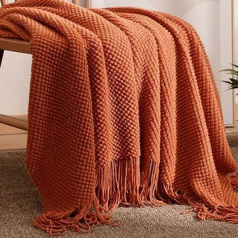 Orange Blanket, Tassel Blankets, Decorative Throws Blanket, Reversible Bedding, Cozy Sofa, Custom Made Curtains, Knit Throw Blanket, Lightweight Blanket, Nap Blanket