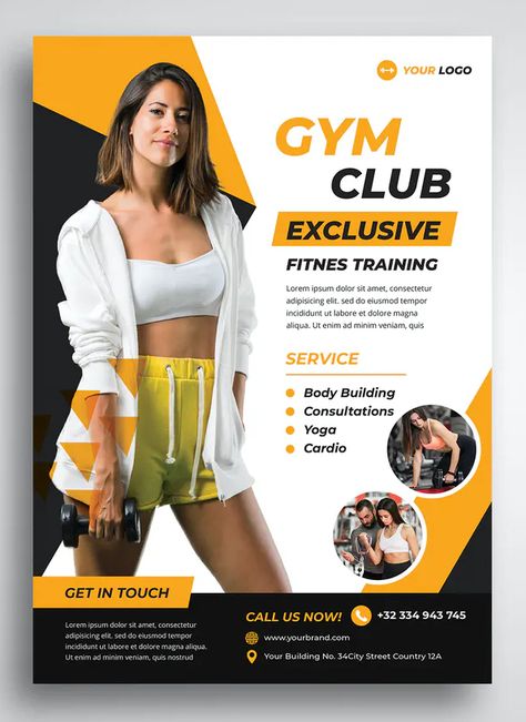 Gym Fitness Flyer Template PSD Fitness Banner Design, Fitness Flyer Design, Gym Flyer, Fitness Poster, Brochure Food, Gym Banner, Thor Wallpaper, Gym Club, Fitness Flyer