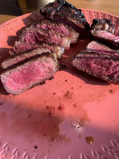 Feeling proud by insanemembrane4 Steak Aesthetic, Meat Aesthetic, Brisket Smoked, Medium Rare Steak, Rare Steak, Ny Strip, Smoked Brisket, Medium Rare, Big Green Egg