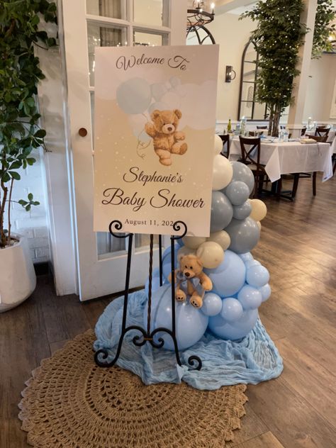 Baby Shower Parents Table, Baby Shower Chairs For Mom And Dad, Baby Shower Entry Ideas, Baby Shower Seating, Baby Shower Chair, Airplane Cake, Baby Boy Bear, Beach Baby Showers, Bear Baby Shower Theme