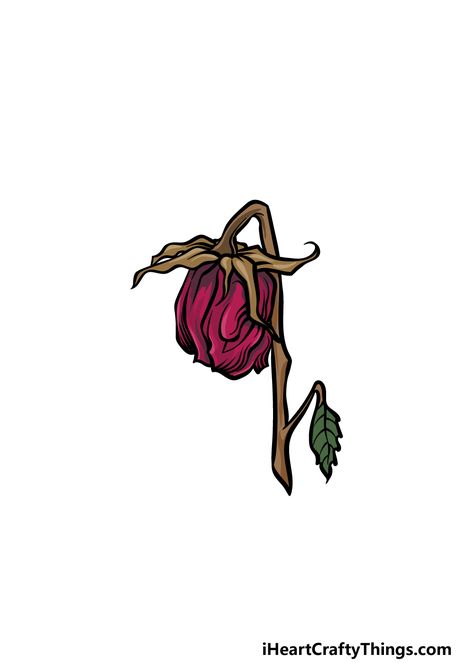 Dead Flower Drawing - How To Draw A Dead Flower Step By Step Decaying Flowers Drawing, Wilting Flowers Drawing Easy, Drooping Flowers Drawing, Dead Rose Drawing, Dead Flower Drawing, Dead Flower Tattoo, Flower Plant Drawing, Campbell Soup Art, Frankenstein Drawing