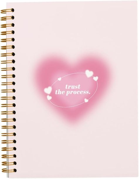 Preppy Notebooks, Pink Heart Aura, Dream Backpack, Heart Aura, Pastel Notebook, Study Supplies, Girl Dorms, Heart Journal, Pink Notebook