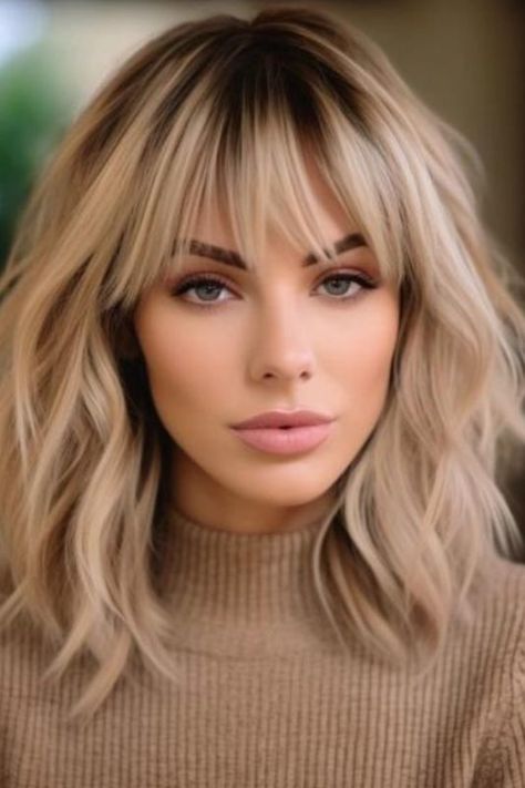 Trendy Haircuts with Bangs: Bobs, Lobs, Layers, and Curls Trending Haircuts With Bangs, Medium Hair With Bangs Blonde, Medium Length Haircut With Bangs Blonde, Hairstyle With Short Bangs, Short Hair With Long Layers And Bangs, Short Hair Styles With Fringes, Blonde And Bangs, Thick Medium Hair With Bangs, Haïr Cut With Bangs And Layers