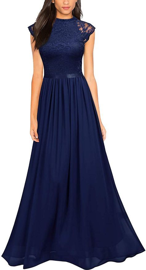 AmazonSmile: Miusol Women's Formal Sleeveless Floral Lace Bridesmaid Party Maxi Dress (Large, Navy Blue) : Clothing, Shoes & Jewelry Tree Swings, Princess Fashion, Party Maxi Dress, Navy Blue Bridesmaid Dresses, Blue Clothing, Navy Bridesmaid Dresses, Amazon Dresses, Lace Bridesmaids, Bridesmaid Party