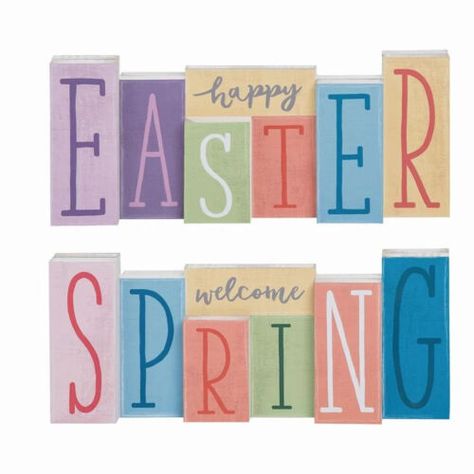 Welcome spring and add some Easter charm to your home with this adorable reversible wooden sign! Happy Easter Welcome Spring Sign Wood Wall Table Decor Reversible 14"x6" #EasterDecor #SpringDecor #WoodenSign #TableDecor #DeskDecor #EasterSign #SpringSign #PastelColors #HomeDecor #HolidayDecor #SeasonalDecor #HappyEaster #WelcomeSpring #ReversibleSign #CharmingDecor #EasterCheer #SpringVibes #woodsign #woodDecor #InteriorDesign Wall Table Decor, Spring Wood Crafts, Easter Signs, Wall Table, Spring Easter Decor, Spring Sign, Welcome Spring, Spring Vibes, Block Lettering