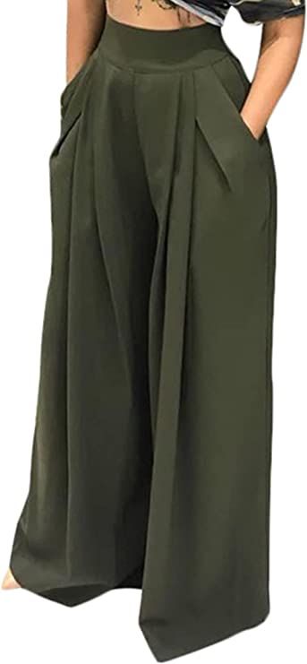 SHINFY Plus Size Wide Leg Pleated Palazzo Pants for Women - Loose Belted High Waist at Amazon Women’s Clothing store Pleated Palazzo Pants, Palazzo Pants Outfit, Plus Size Wide Leg Pants, Plus Size Wide Leg, Womens Palazzo Pants, Wide Leg Pants Outfit, Pants With Belt, Leg Pants Outfit, High Waisted Wide Leg Pants