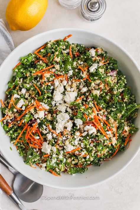 Kale Salad With Quinoa, Recipe Kale, Salad With Quinoa, Kale Quinoa, Kale Quinoa Salad, Citrus Dressing, Healthy Superfoods, Shredded Brussel Sprouts, Favorite Salad