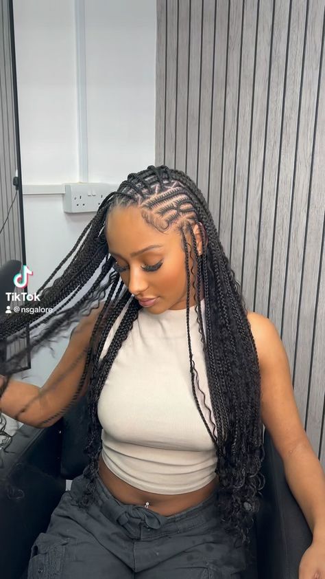 Simple but effective😍😍🧼 Get ready for June! Summer is here, get the braidssss Hairstylist @nsgalore #tribal #tribalbraids #freestyle… | Instagram Freestyle Boho Fulani Braids, Freestyle Lemonade Fulani Braids, Freestyle Fulani Braids, Simple Braid Hairstyles, Braids Stitch, Design Braids, Hair Braid Designs, London Hair, Girly Hairstyles