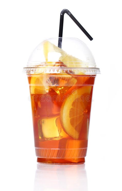 Fresh ice tea in plastic glass. On white background #Sponsored , #AD, #ADVERTISEMENT, #ice, #white, #background, #tea Ice Lemon Tea, Meja Bar, Room Supplies, Ice Cup, Mango Fruit, Mocktail Recipe, Gourmet Coffee, Lemon Tea, Glasses Drinking