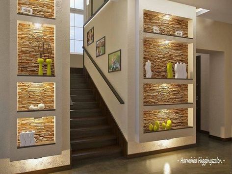 https://decoratedlife.com/shelves-25-cool-ideas-wall-shelving/ Modern Wall Niche, Wall Niche, Modern Home Interior Design, Regal Design, Modern Houses Interior, Interior Wall Design, House Stairs, Niche Design, Shelf Design