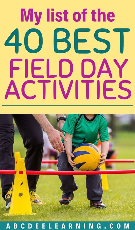 I am a physical education teacher and have planned 7 field days! I created my list of the 40 best field day activities to make your planning easy! These activities include cooperative, competitive, relays and water games. These activities are best suited for elementary and middle school-aged students! Small Group Activities School Age, Physical Activities For School Age, Large Motor Games For School Age, Field Day Preschool, Elementary Relay Games, Outdoor Activities For Kids At School, Olympic Field Day Games, Field Day Stations, Field Day Elementary School