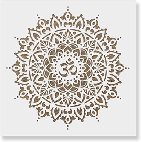 Mandala Wall Stencil, Om Mandala, Stencils For Walls, Cool Stencils, Stencil Decor, Buddhist Symbols, Laser Cut Wood Crafts, Stencils For Painting, Reusable Stencils