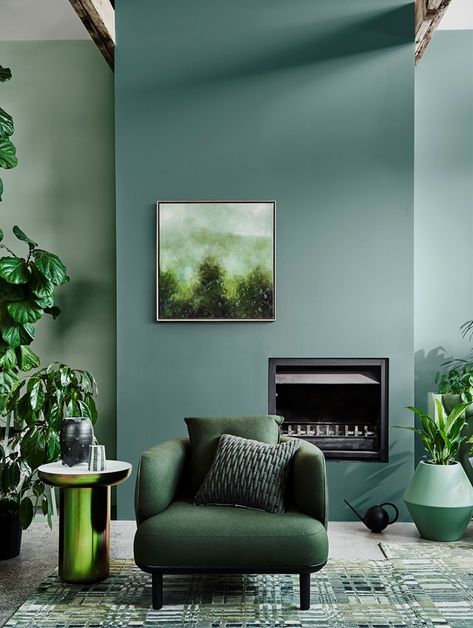 From earthy olive to soft sage and even forest green, here we show you how to embrace this 2020's top colour trend and layer your home with verdant hues and natural finishes. Green Interior Paint, Interior Vintage, Green Furniture, Green Walls, Green Interiors, Green Rooms, The Design Files, Living Room Colors, Interior Trend