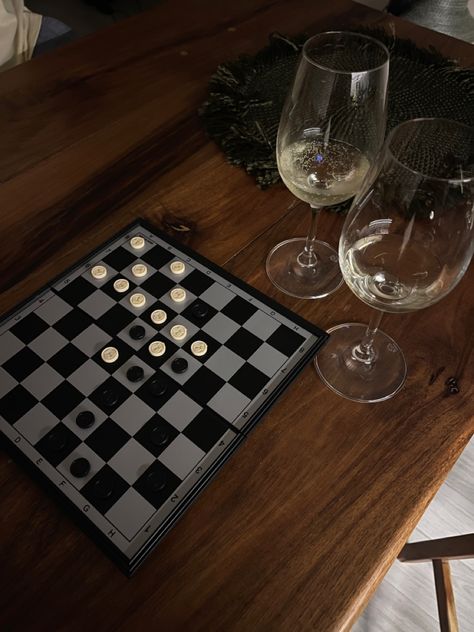 Checkers Aesthetic Game, Checkers Game Aesthetic, Checkers Aesthetic, September Planner, Calm Atmosphere, Checkers Game, Chaotic Academia, Date Night In, A Glass Of Wine