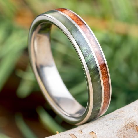 Green Jade Ring & Natural Redwood Wedding Band Jade Wedding Band, Jade Band Rings, Green Jade Round Band Jewelry, Jade Mens Wedding Band, Handmade Green Jade Rings, Redwood Wedding, Wood Wedding Band, Titanium Jewelry, Titanium Wedding Band