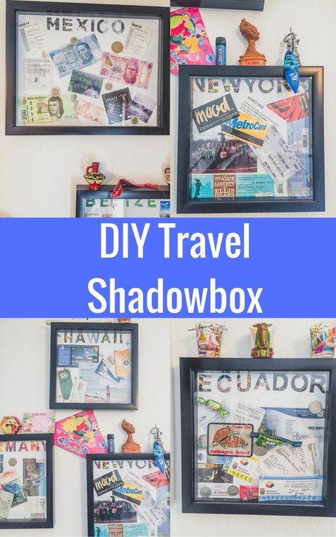 DIY Travel Shadow Box Travel Shadow Box, Travel Shadow Boxes, Shadow Travel, Magnet Display, Shadow Box Diy, Memory Diy, Travel Photos Display, Shadow Box Ideas, Cadre Diy