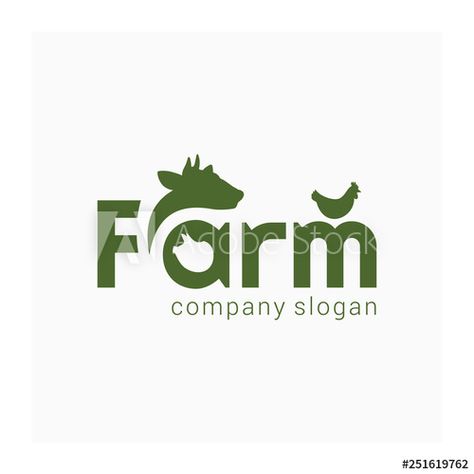 Farm Company Logo, Dairy Farm Logo, Organic Farm Logo, Grocery Store Logo, Farming Logo, Cow Pig Chicken, Farm Logo Design, Farm Products, Animal Husbandry