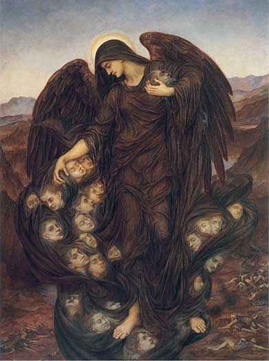 The Field of the Slain  by Evelyn de Morgan (ARC) Samael Angel, Archangel Azrael, Pre Raphaelite Art, Rennaissance Art, Francisco Goya, Biblical Art, Pre Raphaelite, Old Paintings, Angels And Demons