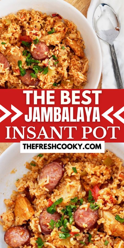 Smoked Sausage And Rice Instant Pot, Best Jambalaya Recipe, Jambalaya Recipe Instant Pot, Instant Pot Jambalaya, Sausage Jambalaya Recipe, Jambalaya Recipe Easy, Chicken And Sausage Jambalaya, Instapot Meals, Sausage Jambalaya