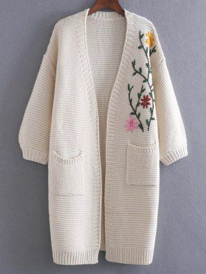 Winter Long Sweaters For Women, Swetar Design For Women, Stylish Sweaters For Women, Long Cardigans For Women, Sweater Cardigan Outfit, Long Sweaters For Women, Embroidery Sweater, Estilo Hippie, Long Knit Cardigan