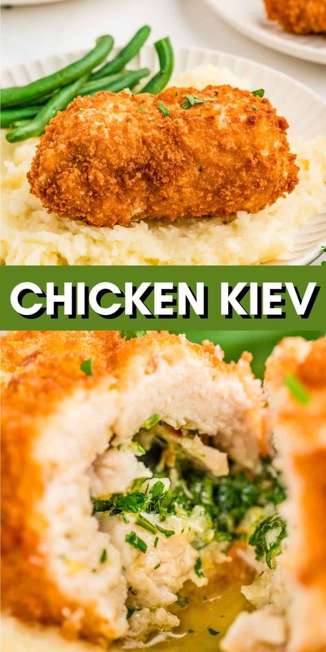 English Chicken Recipes, Chicken Kiev Recipe Baked, Hearty Chicken Recipes, Chicken Cutlet Dinner Ideas, Chicken Kiev Recipe, Herbed Butter, Crock Pot Bread, Cheesy Broccoli Casserole, Chicken Kiev