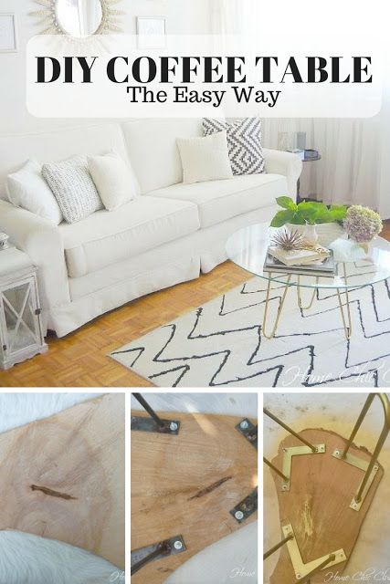 DIY Coffee Table - The Easy Way Diy Coffee Table Base For Glass Top, Diy Glass Coffee Table, White And Gold Coffee Table, Coffee Tables White, Make A Coffee Table, Coffee Table Base, Easy Diy Decor, Simple Coffee Table, Gold Coffee