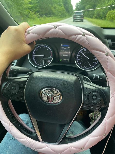 1pc Rhinestone Decor Car Steering Wheel Cover | SHEIN USA Pink Steering Wheel Cover, Car Wheel Cover, Car Aesthetics, Car Deco, Car Inspiration, Car Steering Wheel Cover, Car Steering Wheel, Rhinestone Decor, Car Steering