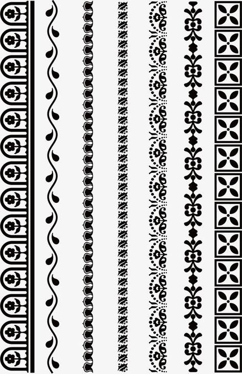 Boarder Line Ideas, Aipan Border Design, Border Vector Design, Png Border Line Black, Line Alpona Design, Strip Design Pattern, Painting Borders Designs, Borders Design Pattern, Black And White Border Designs