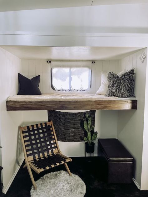 15 Renovation Ideas for an RV with Bunk Beds | RV Inspiration Bunk House Travel Trailer Remodel, Rv Bunk Area Storage Ideas, Rv Bunk Room Remodel, Rv With Bunk Beds, Camper Bunk Bed Ideas, Rv Bunk Beds Ideas, Rv Bedroom Remodel, Camper Bunk Beds, Rv Bunk Beds