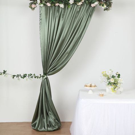 Satin Backdrop, Drape Backdrop, Dusty Sage Green, Stand Pameran, Pipe And Drape Backdrop, Satin Curtains, Dusty Sage, Verde Salvia, Pipe And Drape