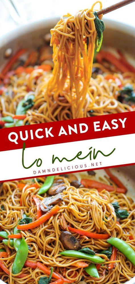 Cheap Lo Mein Recipe, 15 Minute Lo Mein, Quick Lo Mein Recipe, Easy Delicious Asian Recipes, Asian Dinner For Two, Lo Mein Recipe With Hoisin Sauce, Steak Low Mein, Meal Prep Lo Mein, Asian Lo Mein Recipes