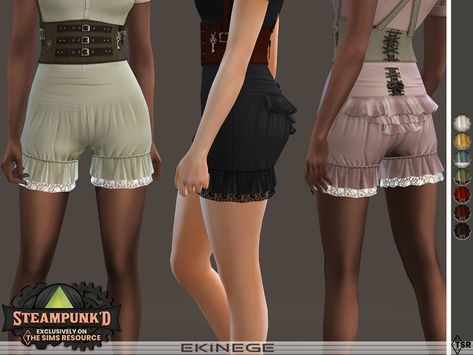 Sims 4 Cc Bloomers, Sims 4 Bloomers, Sims 4 Shorts Cc, Steampunk Shorts, Argyle Sweater Dress, Steampunk Kids, Cc Clothing, Frilly Shorts, Alpha Cc