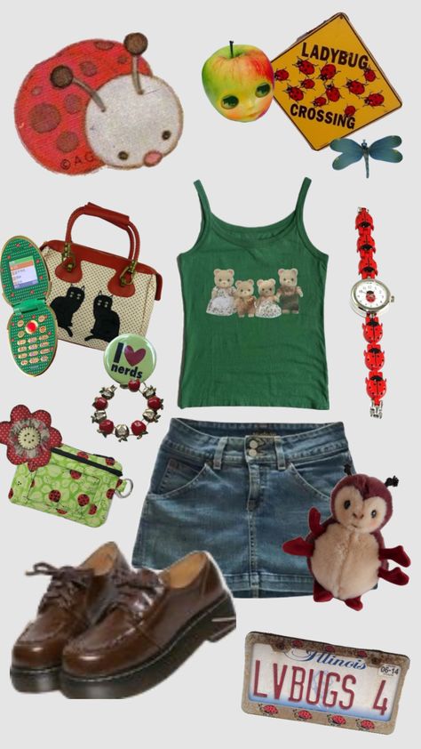 Fruit Aesthetic Outfit, Twee Outfits Summer, Trinketcore Outfit, Fruit Inspired Outfit, Twee Outfits, Twee Aesthetic, Quirky Clothes, Funky Clothing, Funky Clothes