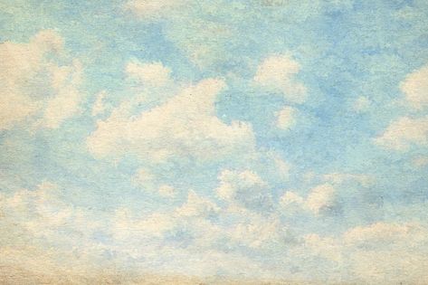 Vintage Sky Painting, Vintage Sky Wallpaper, Watercolor Clouds Background, Vintage Clouds Illustration, Retro Sky Background, Vintage Cloud Illustration, Vintage Paper Landscape, Sky Painting Wallpaper, Cloud Background Landscape