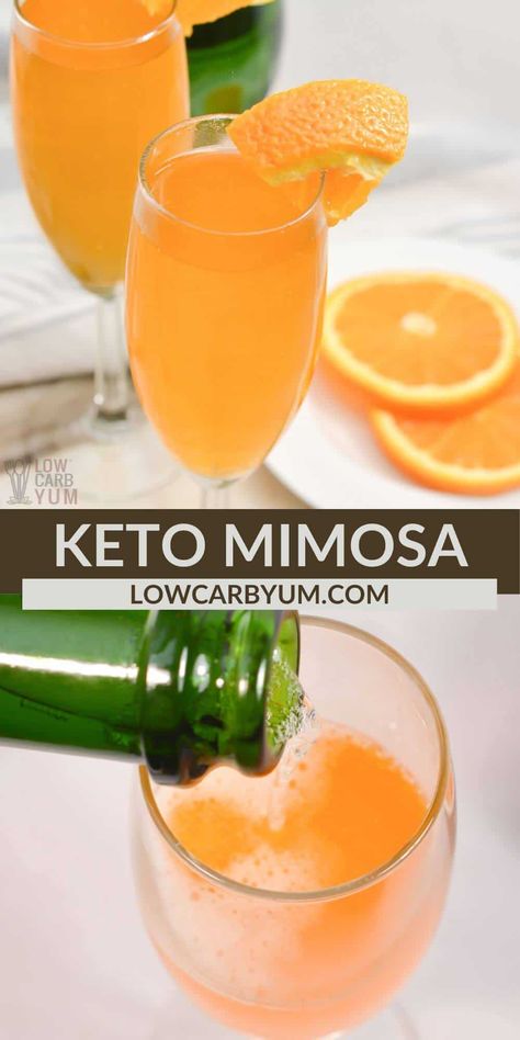 Low Calorie Mimosa Recipe, Keto Breakfast Drinks, Low Carb Mimosa, Keto Friendly Cocktails, Low Carb Mimosa Recipe, Keto Friendly Brunch Ideas, Healthy Mimosa, Keto Mimosa, Low Carb Drinks Alcohol