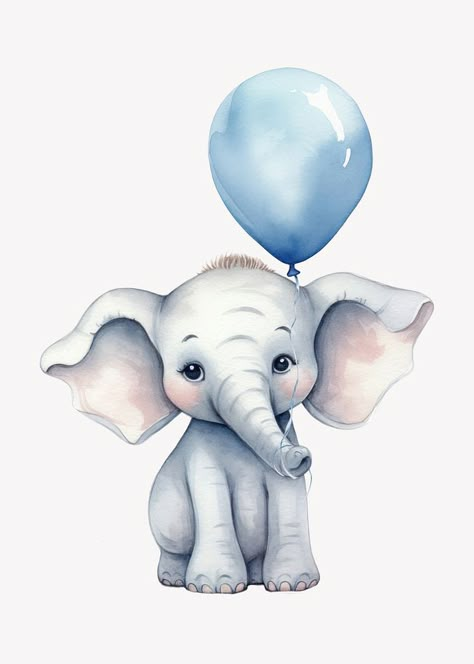 Balloon elephant, animal watercolor illustration | free image by rawpixel.com / Aum Cute Elephant Illustration, Elephant With Balloon, Baby Animals Watercolor, Baby Elephant Cartoon, Balloon Elephant, Elephant Cartoon, Baby Shower Images, Shower Images, Animal Body Parts