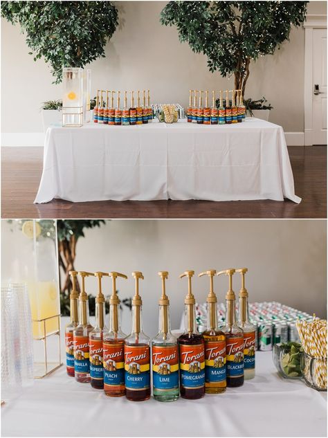 Have a variety of drinks for your guests at a wedding drink and Italian soda bar. It's such a fun touch for wedding receptions. Tasha Rose photography, Utah bride and groom, Utah wedding photography, Utah wedding reception inspiration, Utah wedding venue, drinks at wedding reception. How To Serve Soda At A Wedding, Soda Bar At Wedding, Wedding Reception Soda Bar, Italian Soda Bar Wedding, Wedding Soda Bar, Soda Bar Wedding, Drinks At Wedding, Mormon Wedding Reception, Italian Soda Bar