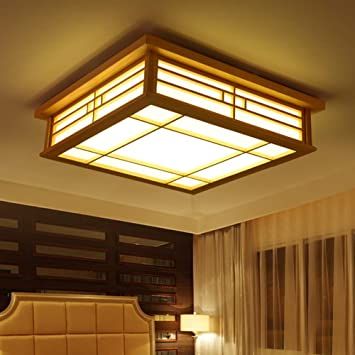 Japanese Ceiling, Wooden Ceiling Design, Wood Ceiling Lights, Tatami Room, Square Lattice, Wood Lamp Shade, Plafond Design, Wood Ceiling, Bedroom Balcony