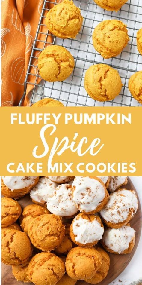 Pumpkin Spice Cake Mix Cookies - Soft and fluffy pumpkin spice cake mix cookies are made with common pantry staples. Enjoy them frosted, or plain this fall season. via @savvysavingcoup Gingerbread Cake Mix With Pumpkin, Pumpkin And Spice Cake Cookies, Cake Mix And Pumpkin Puree Cookies, Yellow Cake Mix Pumpkin Cookies, Pumpkin Cookies Cake Mix Recipe, Pumpkin Spice Cake Mix Cookies, Spice Cake Mix And Pumpkin Cookies, Pumpkin Cookies With Cake Mix Easy, Pumpkin And Spice Cake Mix Recipes