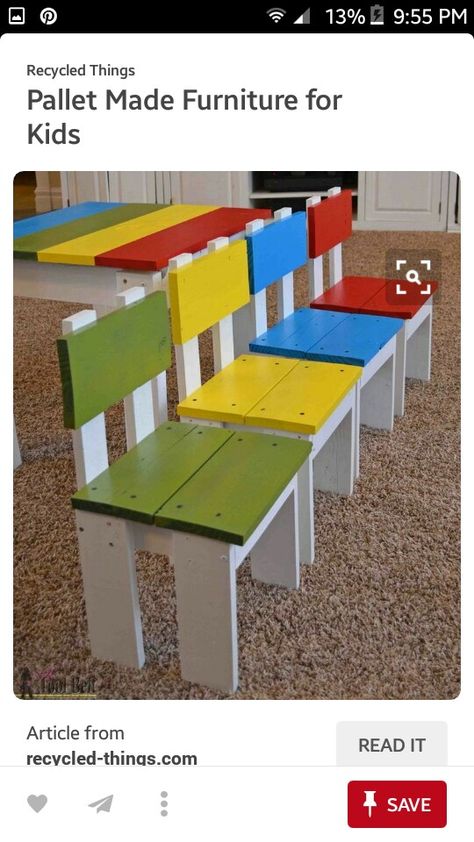 Pallet Kids, Projek Kayu, Pallet Projects Furniture, Wooden Pallet Furniture, Wooden Chairs, Woodworking For Kids, Pallet Decor, Wooden Pallet Projects, Recycled Pallets