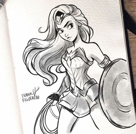 Superhero Women Drawing, Wonder Woman Line Art, Wonder Woman Drawing Sketches, Wonder Woman Drawing Easy, Cartoon Woman Drawing, Superhero Art Drawing, Easy Drawings People, Wonder Woman Sketch, Superhero Drawing